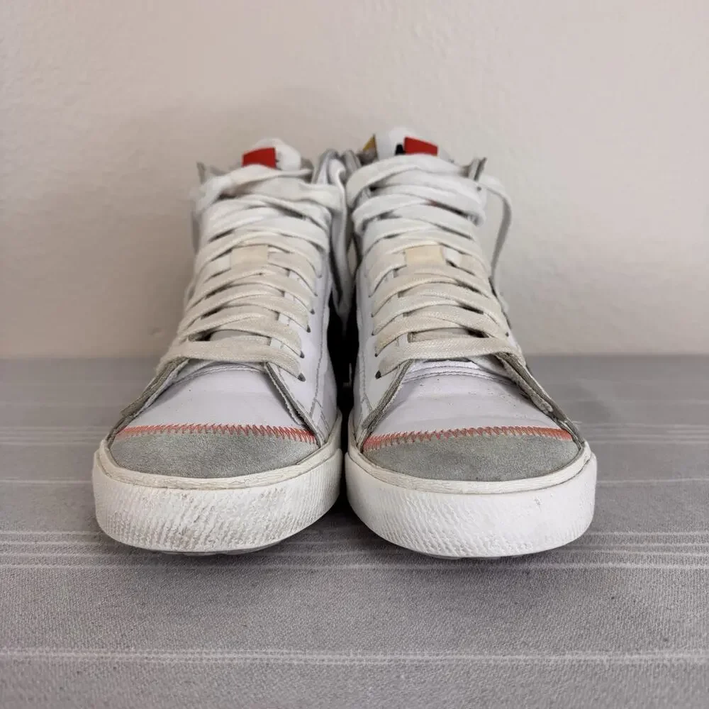 Men’s Nike Blazer Mid 77 Jumbo Swoosh Lace Up Leather Sneakers White Black 11